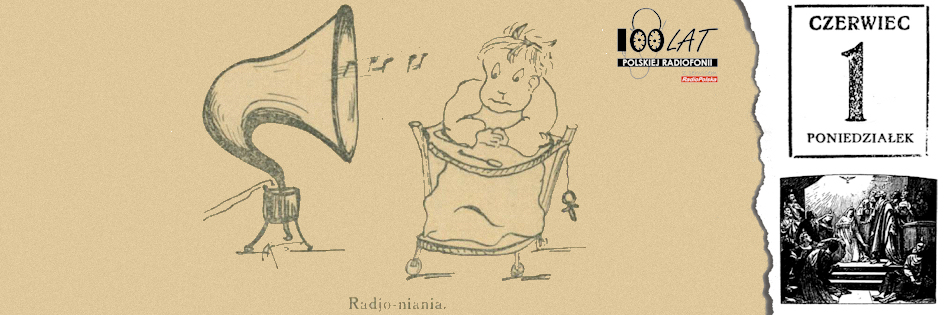 Ilustracja tytułowa dla dnia: 01.06.1925. Dział Radjo-humor w piśmie „Radjo dla wszystkich”. Źródło: „Radjo dla wszystkich” 1/1924 Ilustracja tytułowa dla dnia: 01.06.1925. Dział Radjo-humor w piśmie „Radjo dla wszystkich”. Źródło: „Radjo dla wszystkich” 1/1924