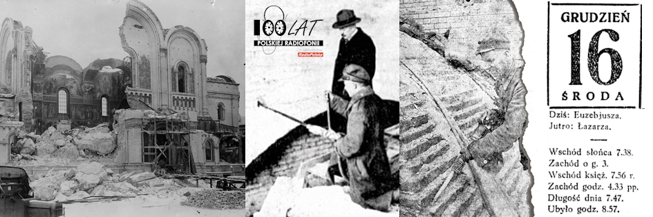 Ilustracja tytułowa dla dnia: 16.12.1925. Ruiny soboru przy placu Saskim w Warszawie. Źródło: Narodowe Archiwum Cyfrowe, „Rzeczpospolita”, 10.11.1925, 22.11.1925