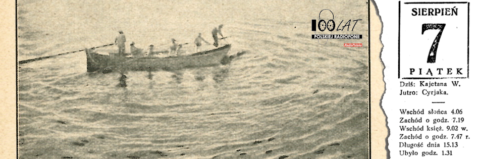 Ilustracja tytułowa dla dnia: 07.08.1925. Fale na wodzie. Źródło: Stanisław Burzyński „Radio a życie”, Warszawa 1925 Ilustracja tytułowa dla dnia: 07.08.1925. Fale na wodzie. Źródło: Stanisław Burzyński „Radio a życie”, Warszawa 1925