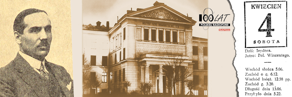 Ilustracja tytułowa dla dnia: 04.04.1925. Józef Plebański oraz gmach Wydziału Fizyki Uniwersytetu Warszawskiego. Źródło: Polona.pl: Informator z „Pierwszej Ogólnokrajowej Wystawy Radjowej”, Strona internetowa Wydziału Fizyki UW Ilustracja tytułowa dla dnia: 04.04.1925. Józef Plebański oraz gmach Wydziału Fizyki Uniwersytetu Warszawskiego. Źródło: Polona.pl: Informator z „Pierwszej Ogólnokrajowej Wystawy Radjowej”, Strona internetowa Wydziału Fizyki UW