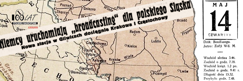 Ilustracja tytułowa dla dnia: 14.05.1925. Tytuł artykułu „Dziennika Poznańskiego” i mapa ówczesnej granicy polsko-niemieckiej. Źródło: „Dziennik Poznański”, 14.05.1925, mykrak.com Ilustracja tytułowa dla dnia: 14.05.1925. Tytuł artykułu „Dziennika Poznańskiego” i mapa ówczesnej granicy polsko-niemieckiej. Źródło: „Dziennik Poznański”, 14.05.1925, mykrak.com