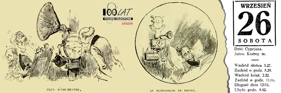 Ilustracja tytułowa dla dnia: 26.09.1925. Ilustracje z książki Alberta Robida „Życie elektryczne w XX wieku”. Źródło: Albert Robida „Le Vingtième Siècle. La Vie électrique”, Paris 1893