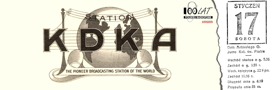 Ilustracja tytu?owa dla dnia: 17.01.1925. Logo ameryka?skiej stacji KDKA. ?r?d?o: Logopedia (https://logos.fandom.com/wiki/KDKA)