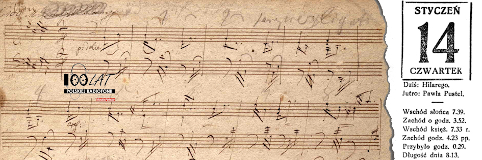 Ilustracja tytułowa dla dnia: 14.01.1926. Rękopis Sonaty fortepianowej nr 30 op. 109 Ludwiga van Beethovena. Źródło: imslp.org