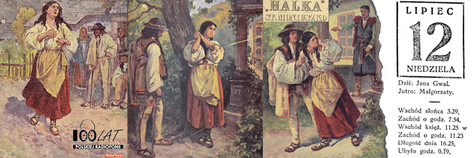 Ilustracja tytułowa dla dnia: 12.07.1925. Pocztówki z obrazami inspirowanymi „Halką” Stanisława Moniuszki. Źródło: Polona.pl: Widokówki