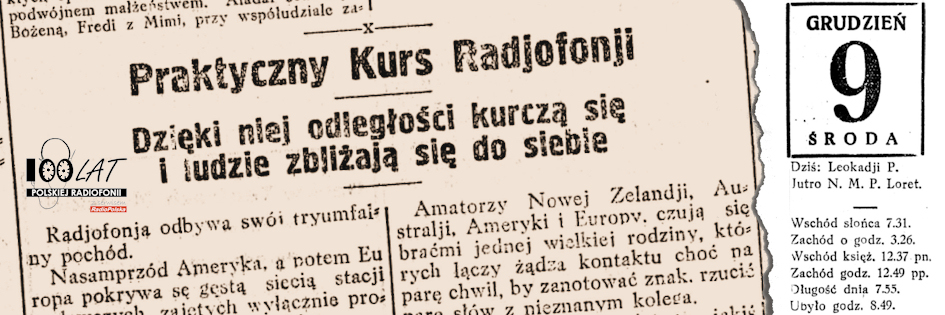 Ilustracja tytułowa dla dnia: 09.12.1925. Fragment cyklu „Praktyczny Kurs Radjofonji” w „Rzeczpospolitej”. Źródło: „Rzeczpospolita”, 3.12.1925