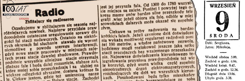 Ilustracja tytułowa dla dnia: 09.09.1925. Fragment artykułu z „Dziennika Poznańskiego”. Źródło: „Dziennik Poznański”, 9.09.1925 Ilustracja tytułowa dla dnia: 09.09.1925. Fragment artykułu z „Dziennika Poznańskiego”. Źródło: „Dziennik Poznański”, 9.09.1925
