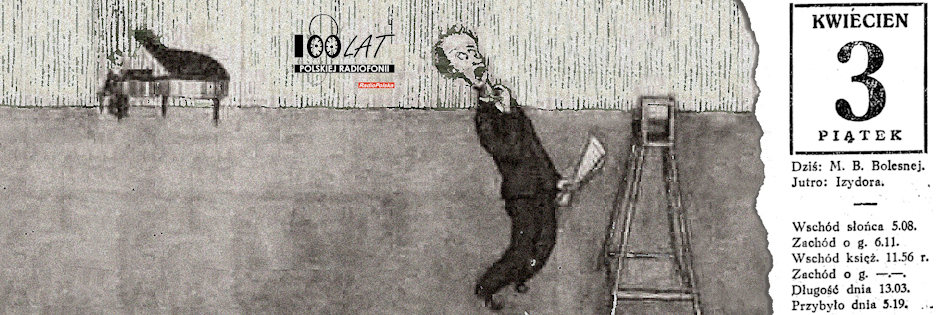 Ilustracja tytułowa dla dnia: 03.04.1925. Szkic przedstawiający radiowy koncert. Źródło: „Wireless Magazine” 5/1925 Ilustracja tytułowa dla dnia: 03.04.1925. Szkic przedstawiający radiowy koncert. Źródło: „Wireless Magazine” 5/1925