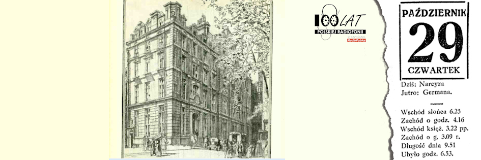 Ilustracja tytułowa dla dnia: 29.10.1925. Savoy Hill – Dom BBC. Źródło: „BBC Year Book 1928”