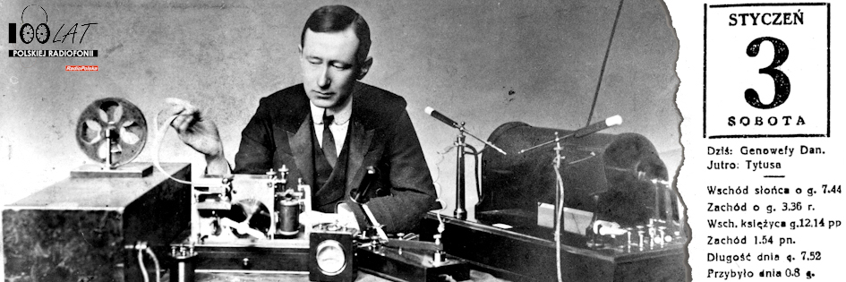 Ilustracja tytułowa dla dnia: 03.01.1925. Guglielmo Marconi podczas eksperymentów. Źródło: Stanisław Burzyński „Radio a życie”, Warszawa 1925