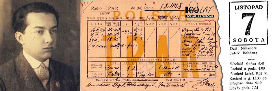 Ilustracja tytułowa dla dnia: 07.11.1925. Jan Ziembicki (LM3, TPAR). Źródło: http://uarl.org.ua/index.php/statti/854-ot-lw3-i-do-sp6fz