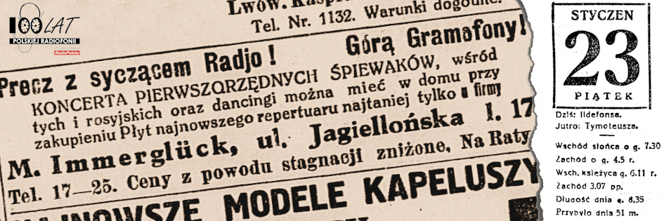 Ilustracja tytu?owa dla dnia: 23.01.1925. Reklama firmy M. Immergl?ck w dzienniku ?Chwila?. ?r?d?o: ?Chwila?, 22.03.1925