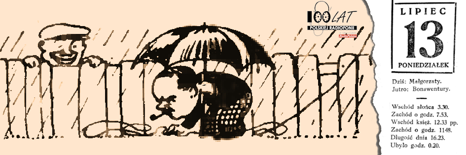 Ilustracja tytułowa dla dnia: 13.07.1925. Humor obrazkowy z pisma „Wireless Magazine”. Źródło: „Wireless Magazin” 5/1925 Ilustracja tytułowa dla dnia: 13.07.1925. Humor obrazkowy z pisma „Wireless Magazine”. Źródło: „Wireless Magazin” 5/1925