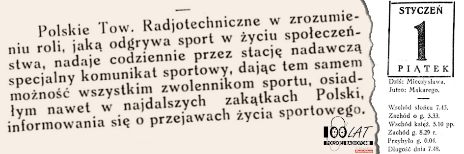 Ilustracja tytułowa dla dnia: 01.01.1926. Notatka z pisma „Stadjon”. Źródło: „Stadjon” 1/1926
